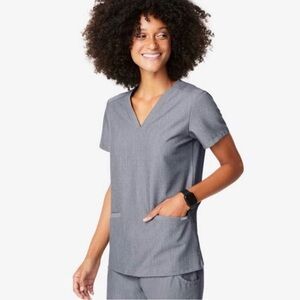 Figs Technical Collection Casma 3 Pocket Scrub Top Graphite Grey Womens Size 3XL